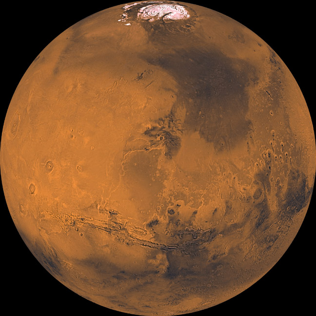 Mars face showing the north pole